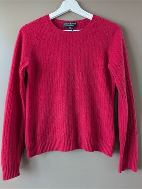 100% Cashmere Grayson&Dunn Women’s Cable Knit Crewneck Sweater Red Size Medium